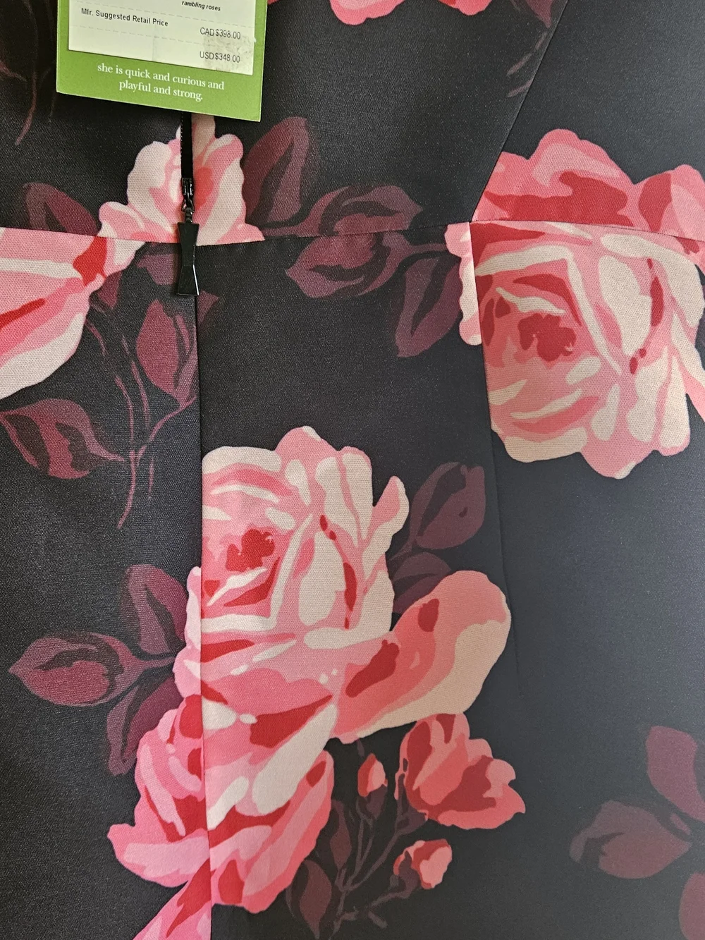 kate spade Black Dress with Pink Rose Print